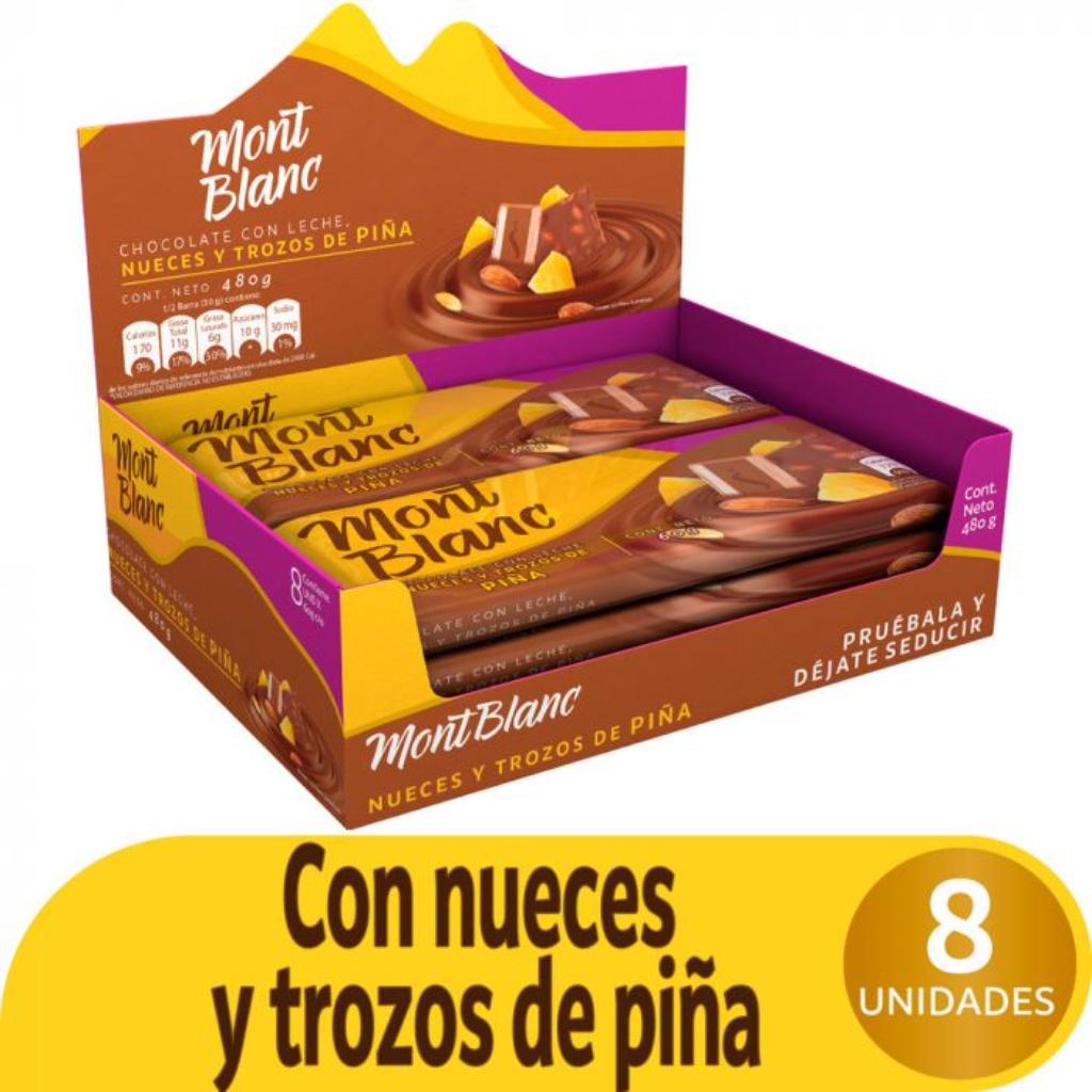 CHOCOLATINA MONTBLANC NUECES Y TROZOS DE PIÑA *60gr_1 CHOCOLATINA MONTBLANC NUECES Y TROZOS DE PIÑA *60gr_1