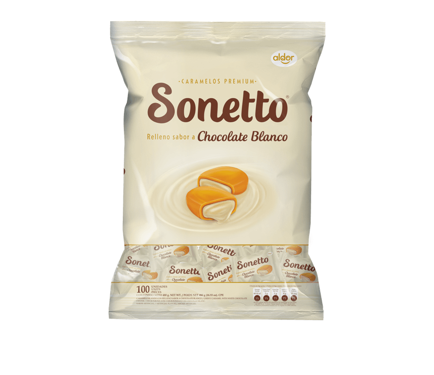 CARAMELO SONETTO CHOCOLATE BLANCO *100und *480gr_1 CARAMELO SONETTO CHOCOLATE BLANCO *100und *480gr_1