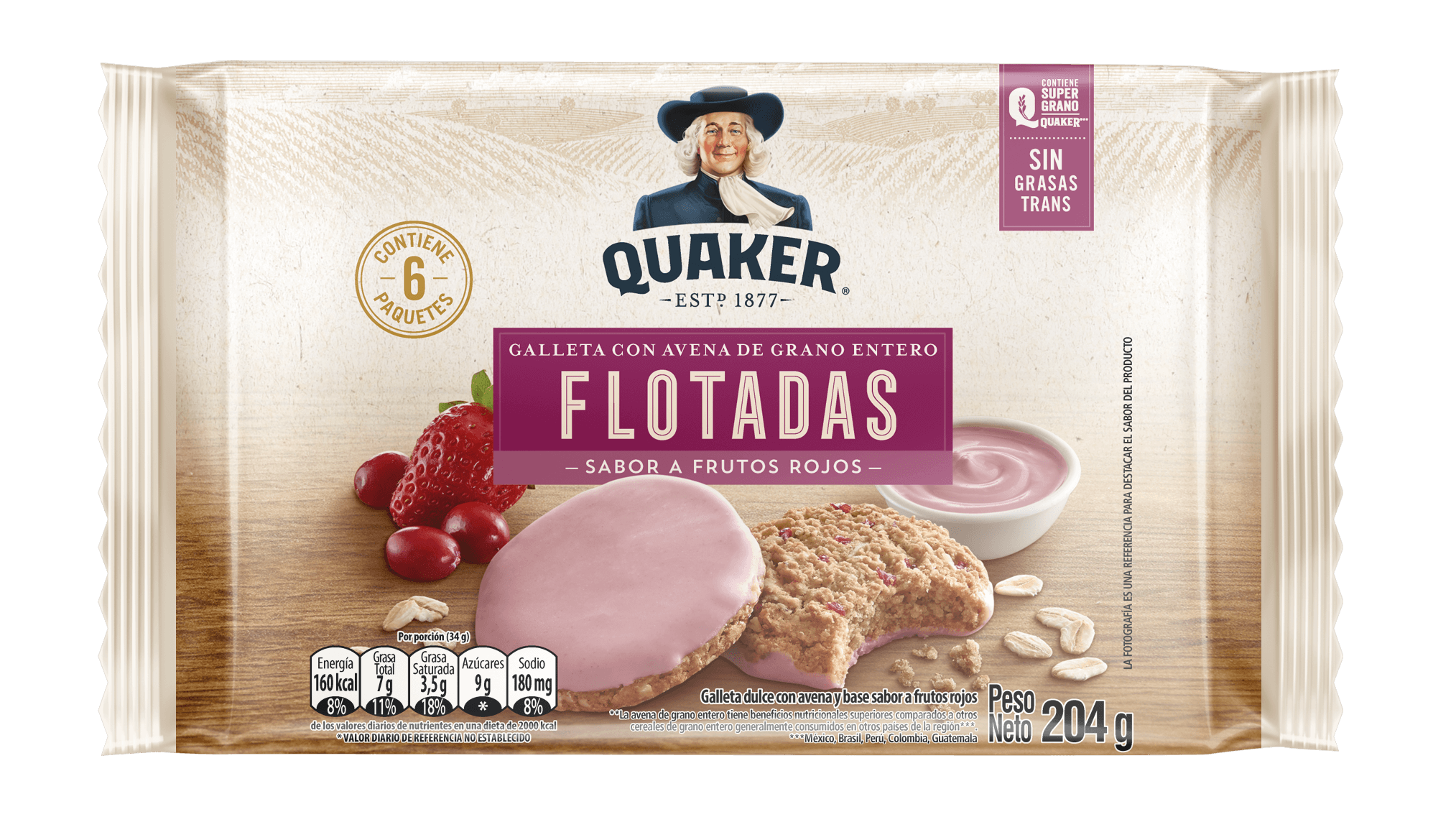 GALLETA INTEGRAL QUAKER FRUTOS ROJOS *6und *204gr_1 GALLETA INTEGRAL QUAKER FRUTOS ROJOS *6und *204gr_1