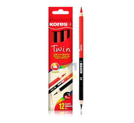 LAPIZ TWIN TRIANGULAR NEGRO-ROJO KORES C/U_1 LAPIZ TWIN TRIANGULAR NEGRO-ROJO KORES C/U_1