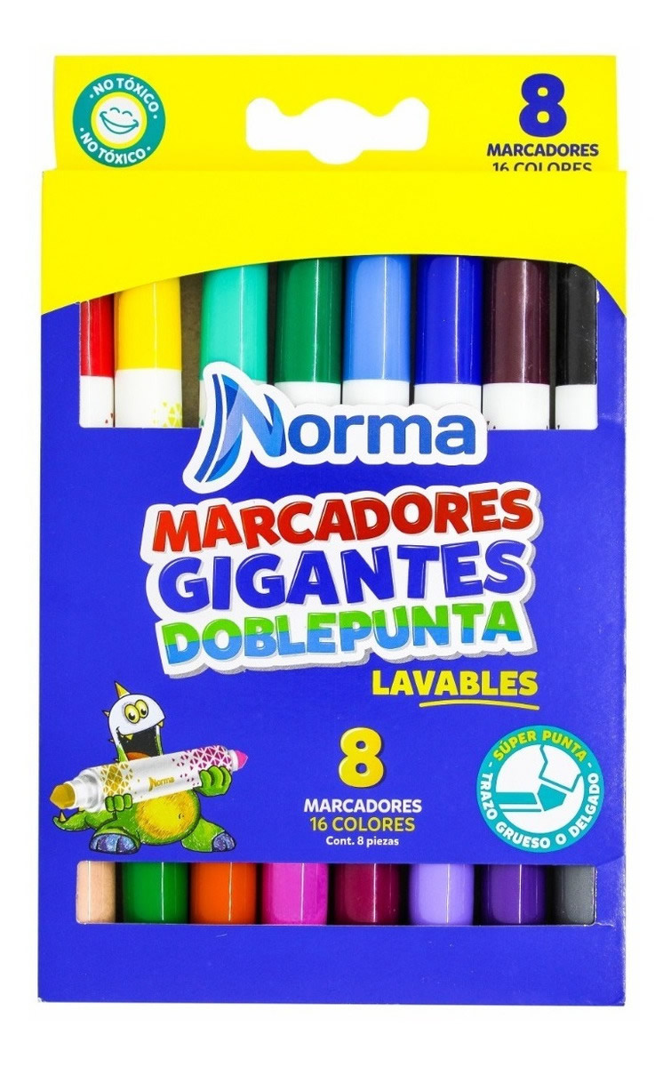 MARCADOR DOBLE PUNTA GIGANTE X8 544611 NORMA_1 MARCADOR DOBLE PUNTA GIGANTE X8 544611 NORMA_1