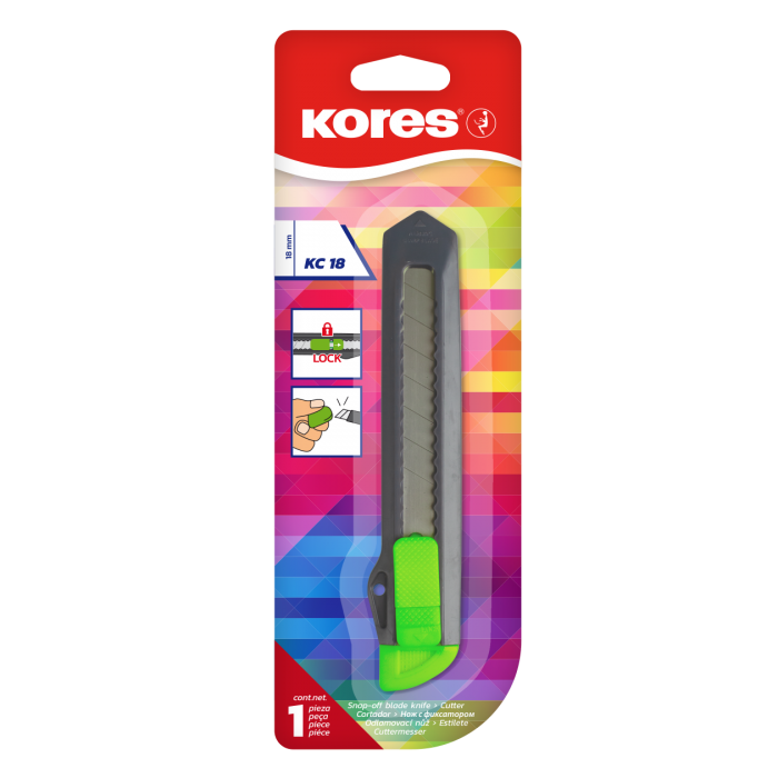 BISTURI 18MM PLASTICO NEON KORES_1 BISTURI 18MM PLASTICO NEON KORES_1